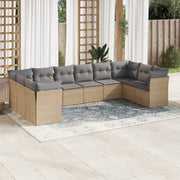 Loungeset 10-delig poly rattan beige