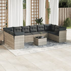 Loungeset 11-delig poly rattan lichtgrijs
