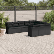 Loungeset 10-delig poly rattan zwart