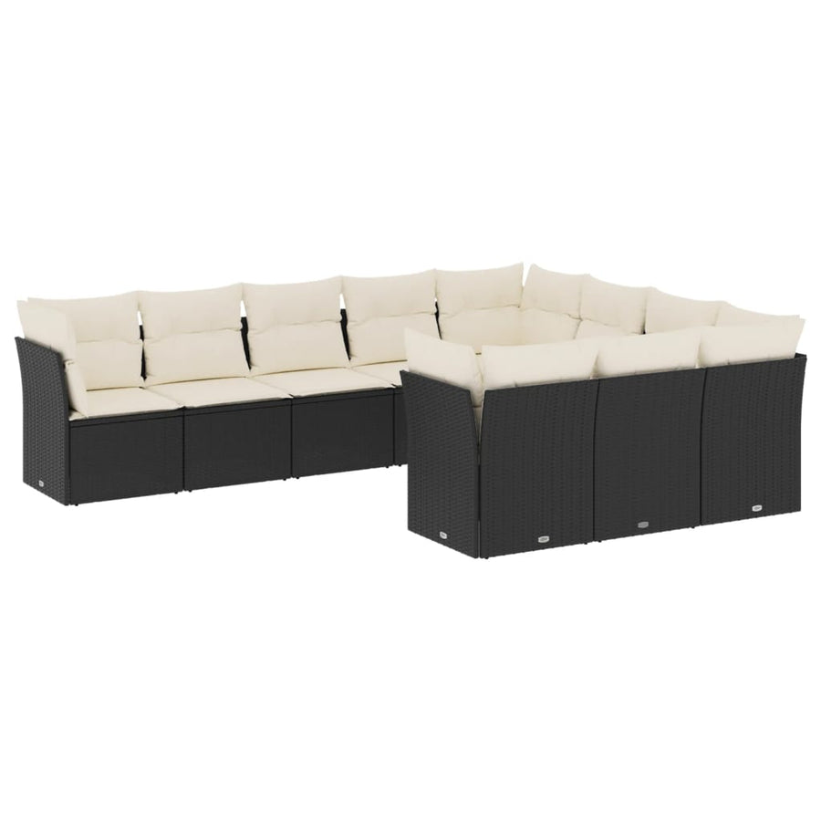 0-delige Loungeset met kussens poly rattan Zwart en crème Zonder tafel