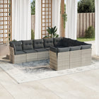Loungeset 10-delig polyrattan lichtgrijs