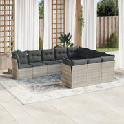 Loungeset 10-delig polyrattan lichtgrijs