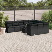 11-piece Lounge Set with Cushions Poly Rattan Black