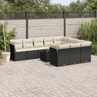 -Delige Loungeset Met Kussens Poly Rattan Zwart en crème Met tafel