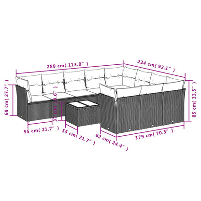 11-Delige Tuinset Met Kussens Poly Rattan Beige