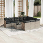 Loungeset 11-delig poly rattan lichtgrijs