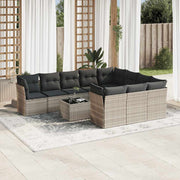 Loungeset 11-delig poly rattan lichtgrijs