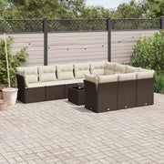 11-Piece Rattan Lounge Set with Cushions Brown