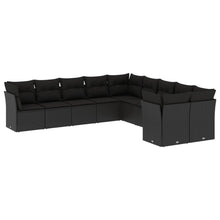 10-Delige Loungeset Met Kussens Poly Rattan Zwart