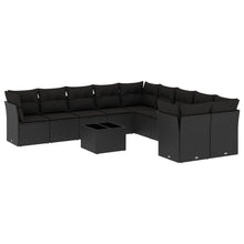 11-Delige Loungeset Met Kussens Poly Rattan Zwart