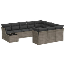 11-Delige Loungeset Met Kussens Poly Rattan Grijs