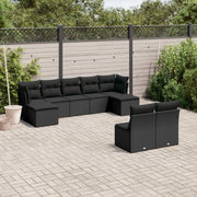 Loungeset 9-delig poly rattan zwart
