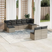 Loungeset 9-delig poly rattan grijs