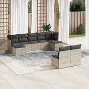 Loungeset 9-delig poly rattan lichtgrijs