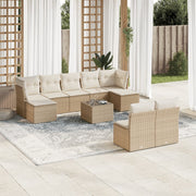 Loungeset 10-delig poly rattan beige