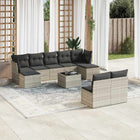 Loungeset 10-delig poly rattan lichtgrijs