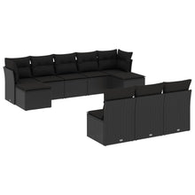 10-Delige Loungeset Met Kussens Poly Rattan Zwart