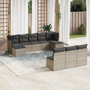 10-piece Lounge Set with Cushions Poly Rattan Grey