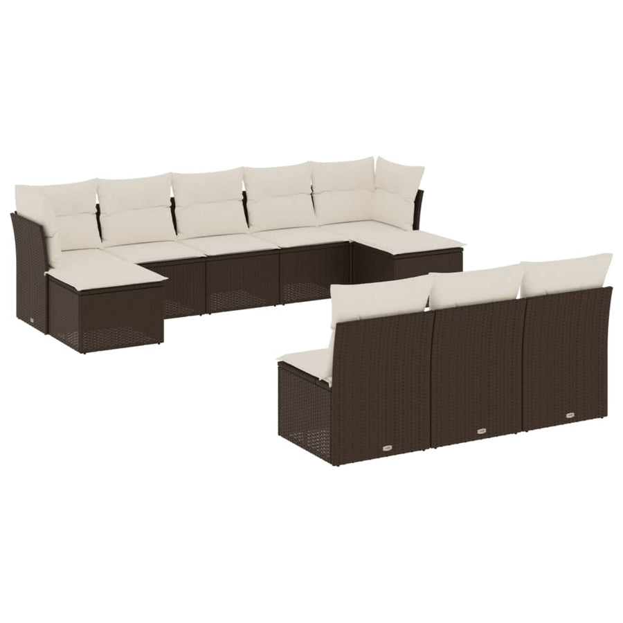 10-Delige Loungeset Met Kussens Poly Rattan Bruin