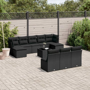 11-piece Loungeset with cushions poly rattan black