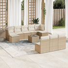 11-Delige Tuinset Met Kussens Poly Rattan Beige