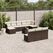 11-Piece Rattan Lounge Set with Cushions Brown
