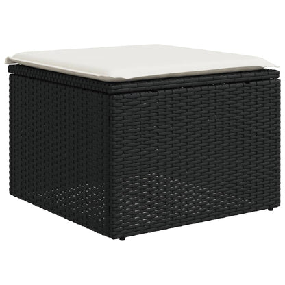 9-delige Loungeset met kussens poly rattan zwart Zwart en crème Zonder tafel