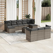 10-piece Lounge Set with Cushions Poly Rattan Grey