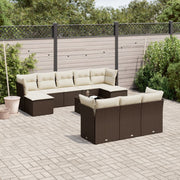 11-Piece Rattan Lounge Set with Cushions Brown