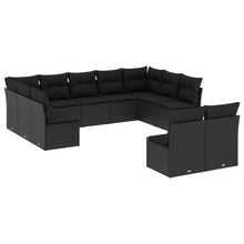 11-Delige Loungeset Met Kussens Poly Rattan Zwart
