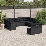 Loungeset 11-delig poly rattan zwart