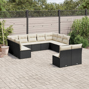 Loungeset 11-delig poly rattan zwart