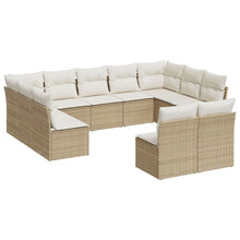 11-Delige Tuinset Met Kussens Poly Rattan Beige