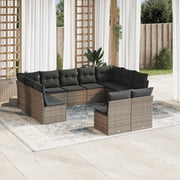 Loungeset 11-delig poly rattan grijs