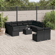 Loungeset 12-delig poly rattan zwart