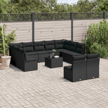 12-Delige Loungeset Met Kussens Poly Rattan Zwart