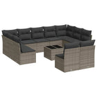 Loungeset 12-delig poly rattan grijs
