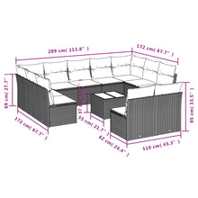 12-Delige Loungeset Met Kussens Poly Rattan Grijs