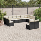 12-piece lounge set with cushions poly rattan black
