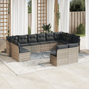 Loungeset 12-delig poly rattan lichtgrijs