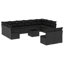 13-Delige Loungeset Met Kussens Poly Rattan Zwart