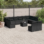 Loungeset 13-delig poly rattan zwart