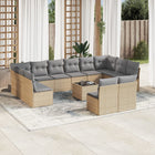 13-Delige Loungeset Met Kussens Poly Rattan Beige