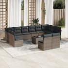 13-Delige Loungeset Met Kussens Poly Rattan Grijs