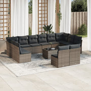 Loungeset 13-delig poly rattan grijs