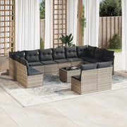Loungeset 13-delig poly rattan lichtgrijs