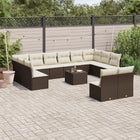 13-delige Loungeset met kussens poly rattan bruin