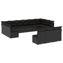 13-Delige Loungeset Met Kussens Poly Rattan Zwart