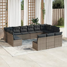 13-Delige Loungeset Met Kussens Poly Rattan Grijs