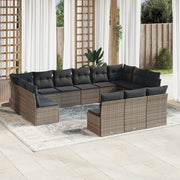 Loungeset 13-delig poly rattan grijs
